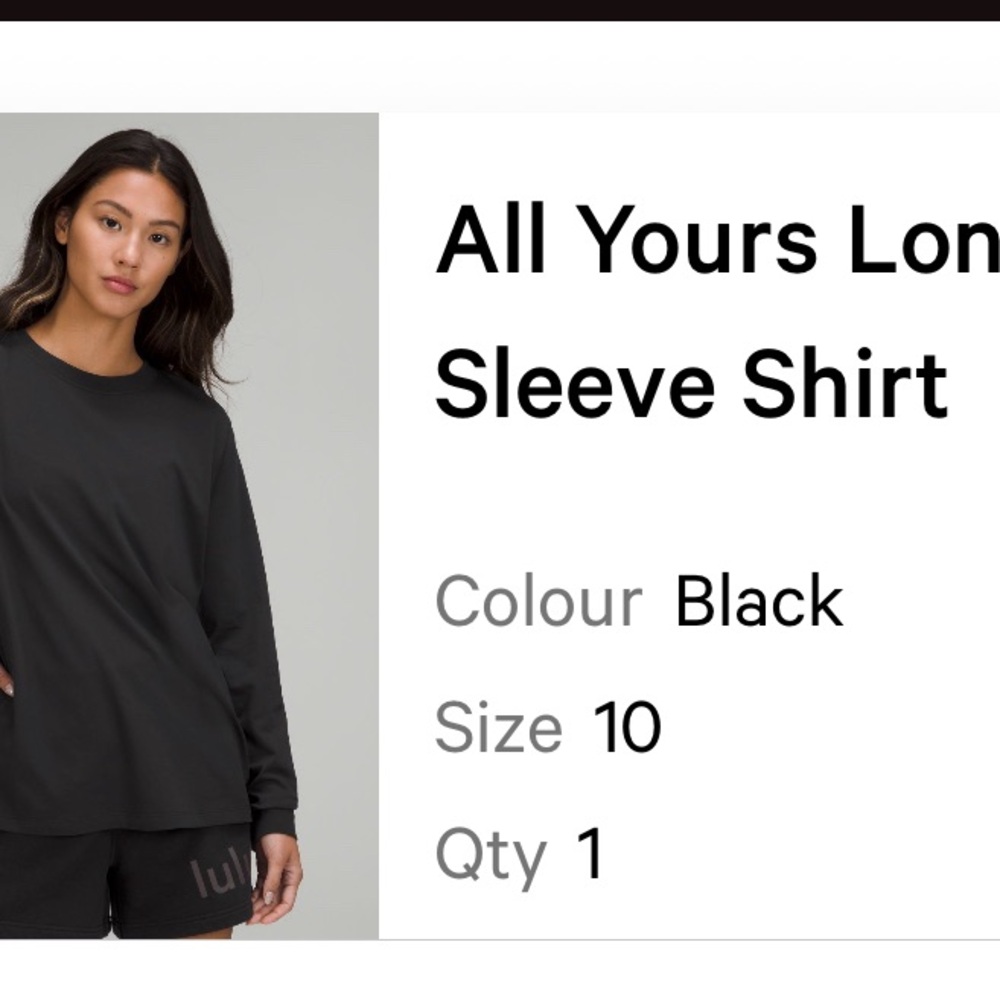 Lululemon women’s Black Long Sleeve Shirt